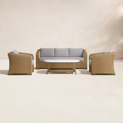 Edicott All-Weather Wicker 5-Person Patio Conversation Set with Cushions