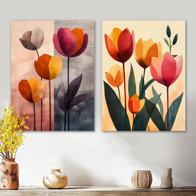 «Retro Tulip», art mural rétro sur toile à motif floral rétro
