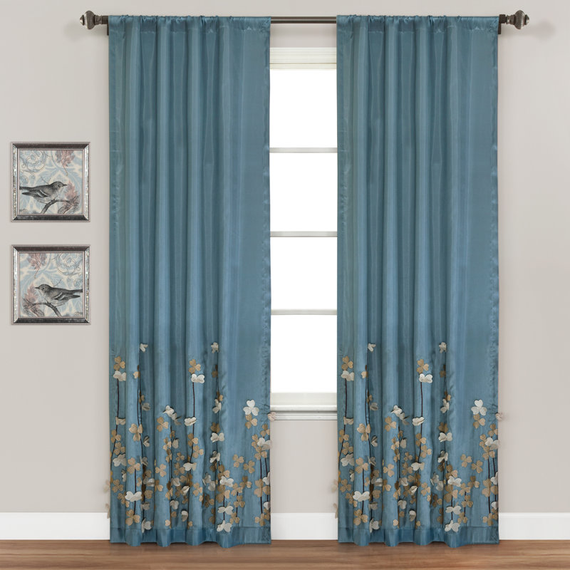 Panneau de rideau simple semi-transparent floral