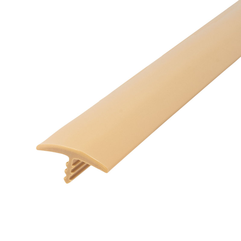 Outwater Plastic T Moulding 13/16 In Wide Flexible Polyethylene Centre Barb Tee Moulding 25 Ft Coil, Dark Beige