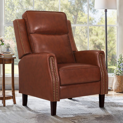 Evridiki 43.7" H x 28.7" W Manual Top Grain Genuine Leather Recliner