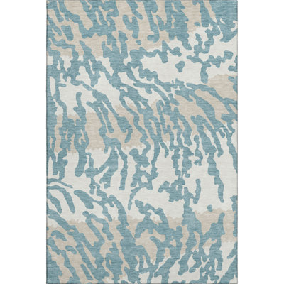 Premium Machine Washable Prisco Teal Rug
