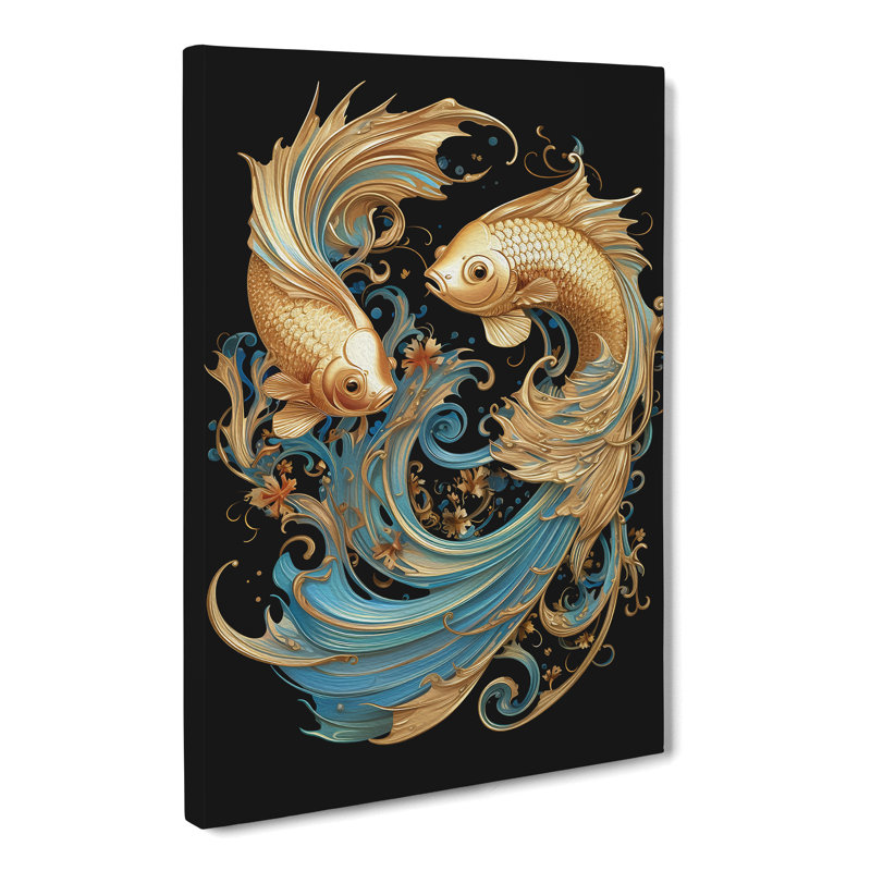 Siamese Fighting Fish Nouveau - Print, 50cm H x 35cm W x 3cm D