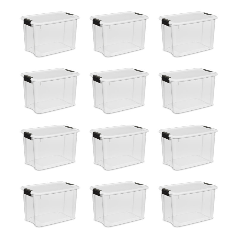 Sterilite Clear Plastic Stackable Storage Bin with White Latch Lid