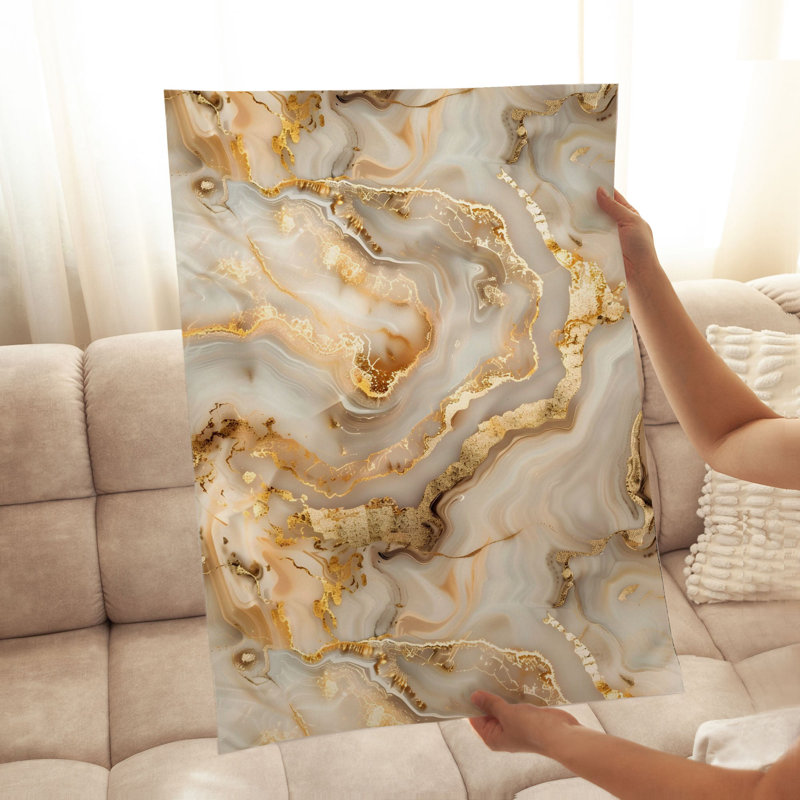 «Abstract Gold Geode I», reproduction d'art moderne sans cadre, 36" H x 24" W