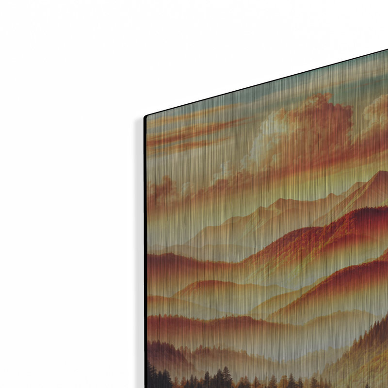  «Mountains Fall Landscape 3» par Rey Klimt, art mural en métal, 24 po x 24 po, H 24 po x l 24 po
