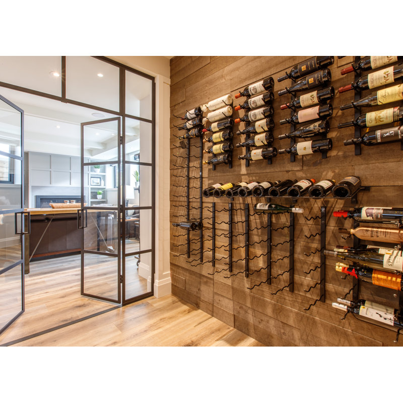 18 Bottle Wall Mounted Wine Bottle Rack, Brushed Nickel, 61cm H x 33cm W x 30.5cm D