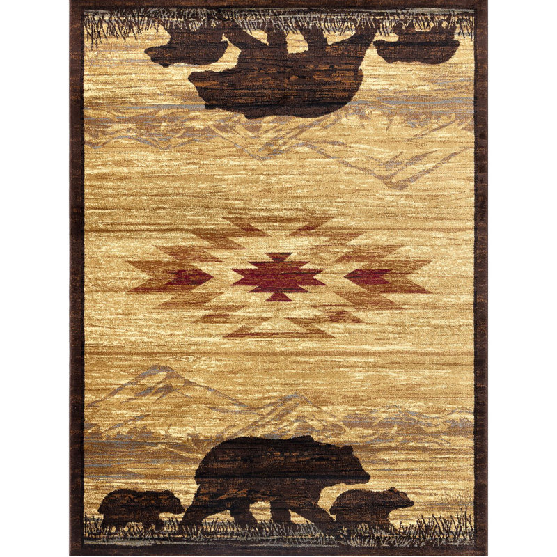 Multi Lodge Area Rug, Rectangle 5'3" x 7'3"