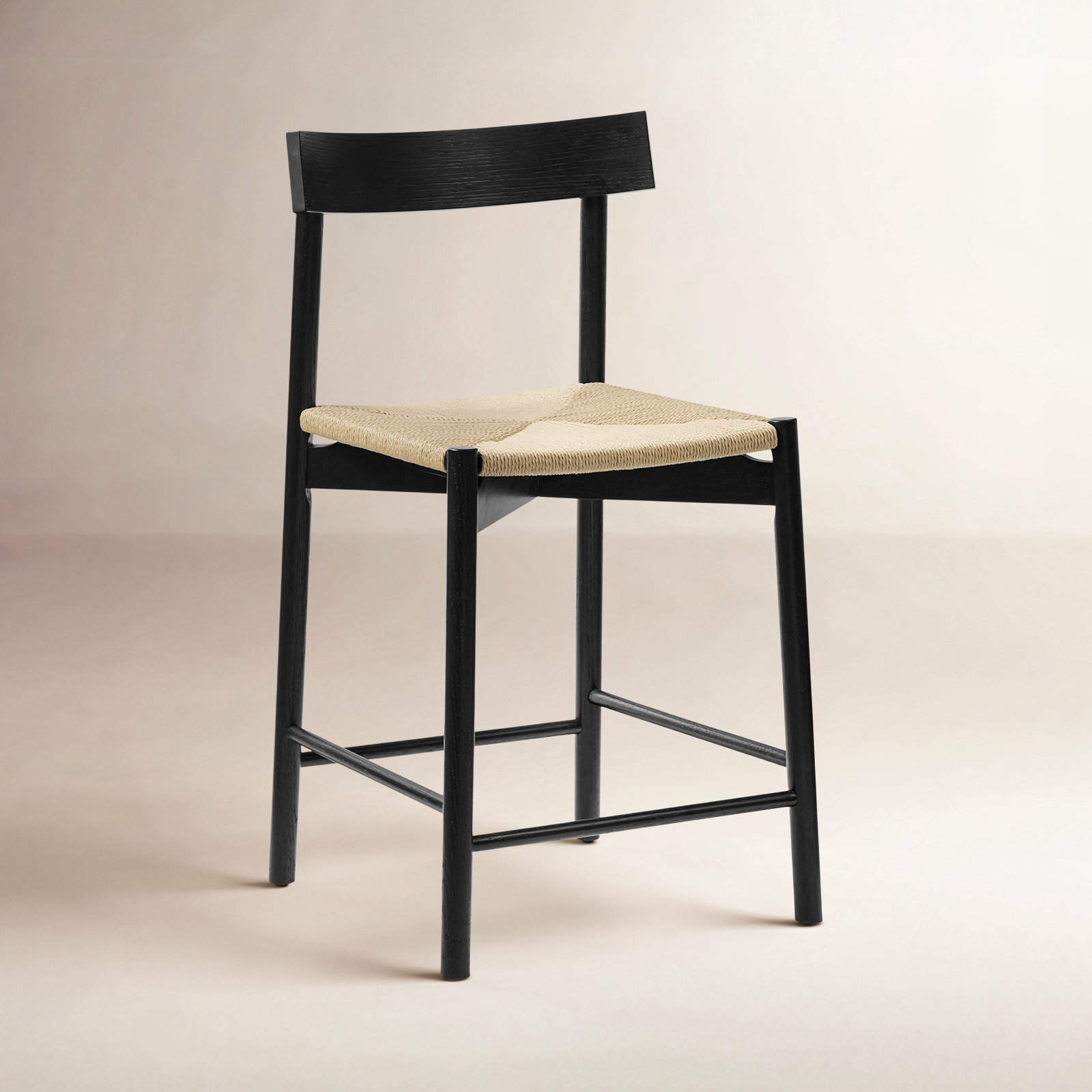 24" Bar Stool, Black/Natural