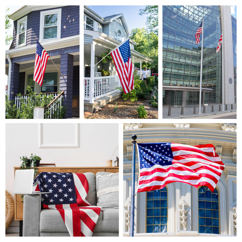 Drapeau des États-Unis en nylon pour la maison et le public avec étoiles brodées Mobin, H 36 po x l 60 po