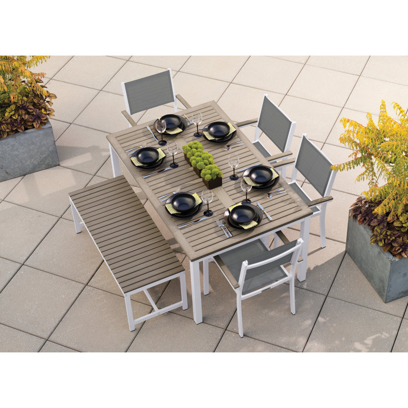 Travira Outdoor Dining Table, Chalk, Vintage Tekwood