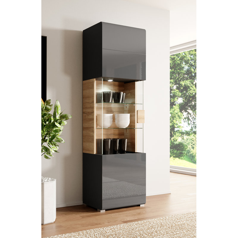 Febin Display Cabinet, Anthracite Glossy