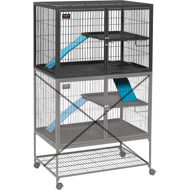 Gray Metal Ferret Nation Add-On Cage with Ramps