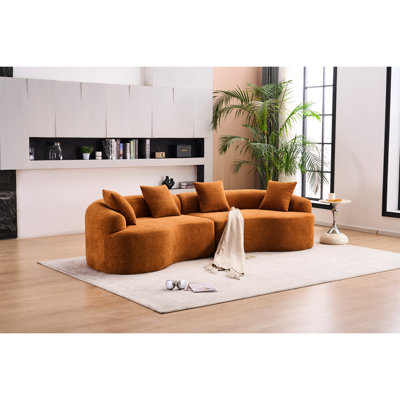 4 Orange - Your Loved Ones Modern Chenille Sectional And Functional