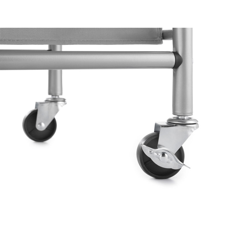 Chrome and Gray 3-Section Rolling Laundry Sorter with Folding Station