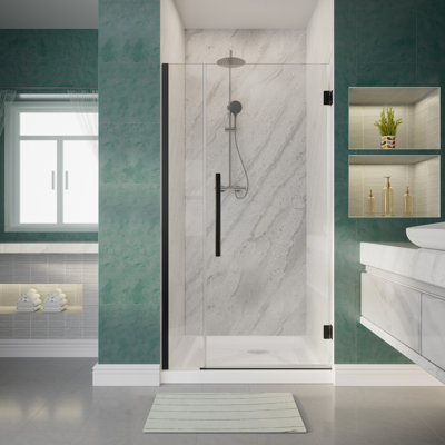 36'' - 37" W x 72'' H Hinged Frameless Swing Shower Door With 5/16" Clear Tempered Glass