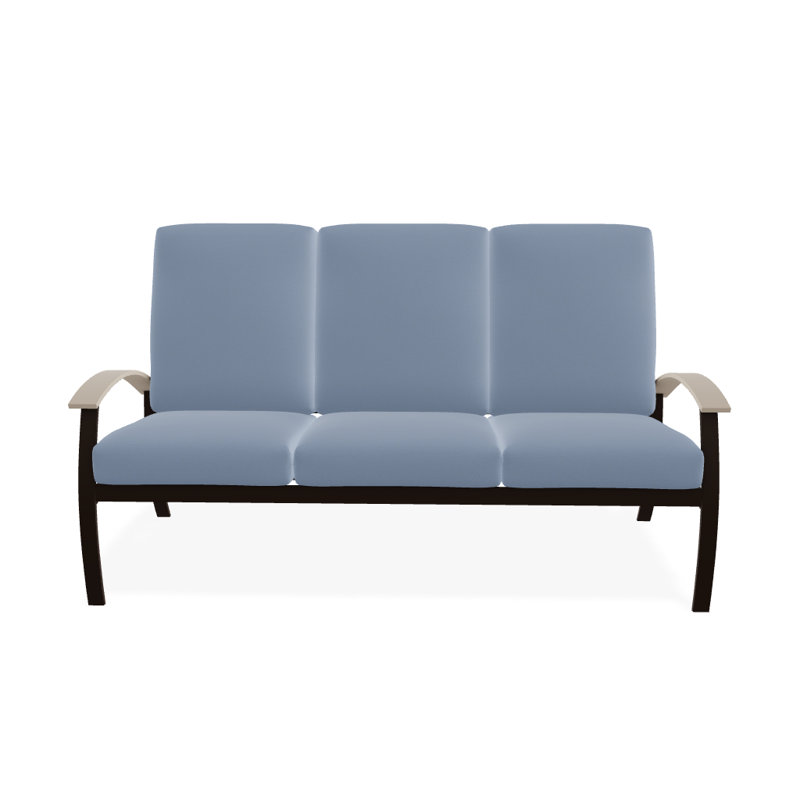 Askar 71.5'' Wide Powder Coated Aluminum Patio Sofa with Cushions, Textured Kona, Sky 42A