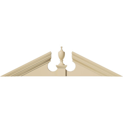 38"W x 9-1/2"H x 3"P (Pitch 6/12) Acorn Signature Urethane Pediment (Acorn Ships Unattached in Box), Primed Tan