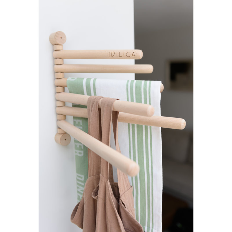 KitchenCraft Idilica Beechwood 6-Rail Wall Rack