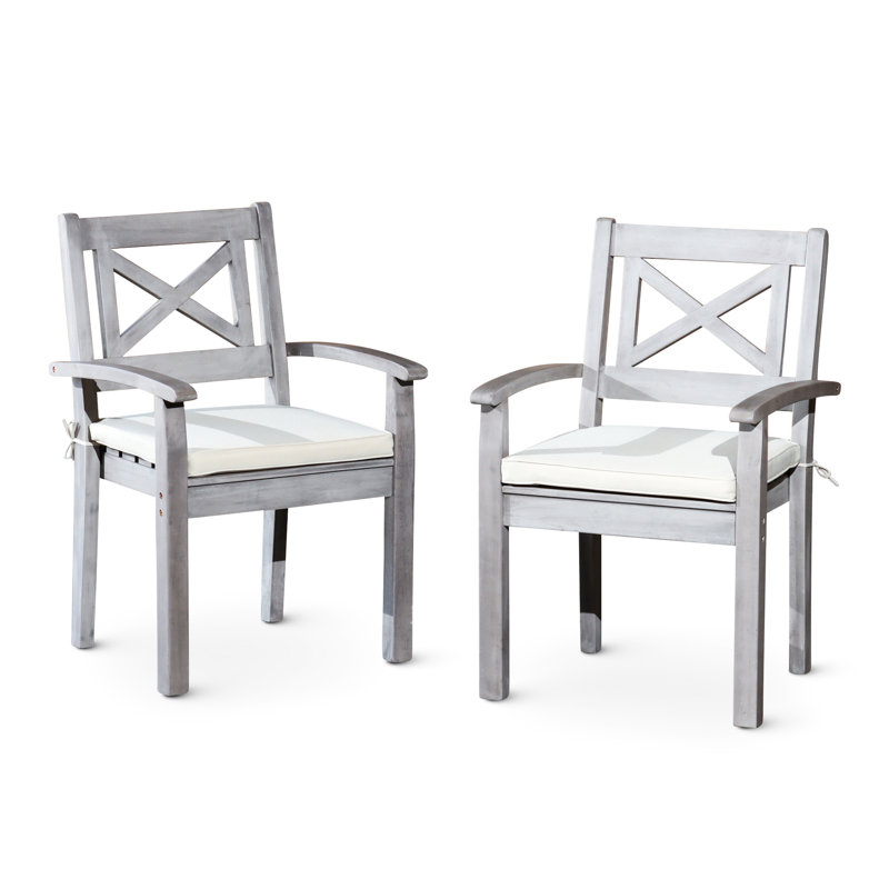 Chaises de salle à manger d'extérieur en bois massif (de 2) - Gris argenté pour 2 personnes avec - et caractéristiques
