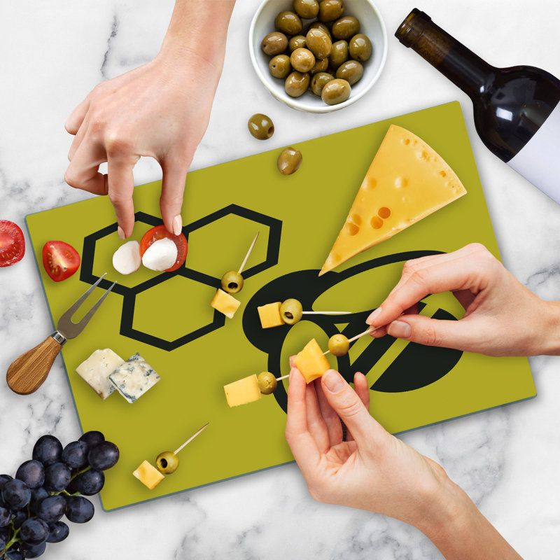 Ambesonne Honeycomb Cutting Board Large Size Hexagons with Bee Simple Yellow and Black