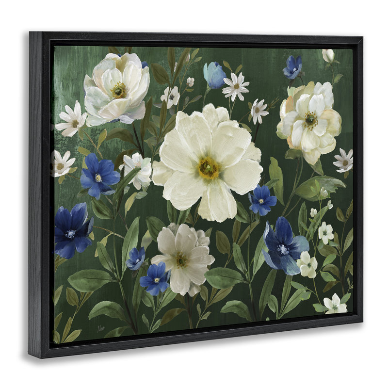Floraison de fleurs dans la nature, Cadre flottant noir de jais, H 17 po x l 21 po