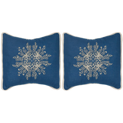Floral Feather Linen Reversible Throw Pillow
