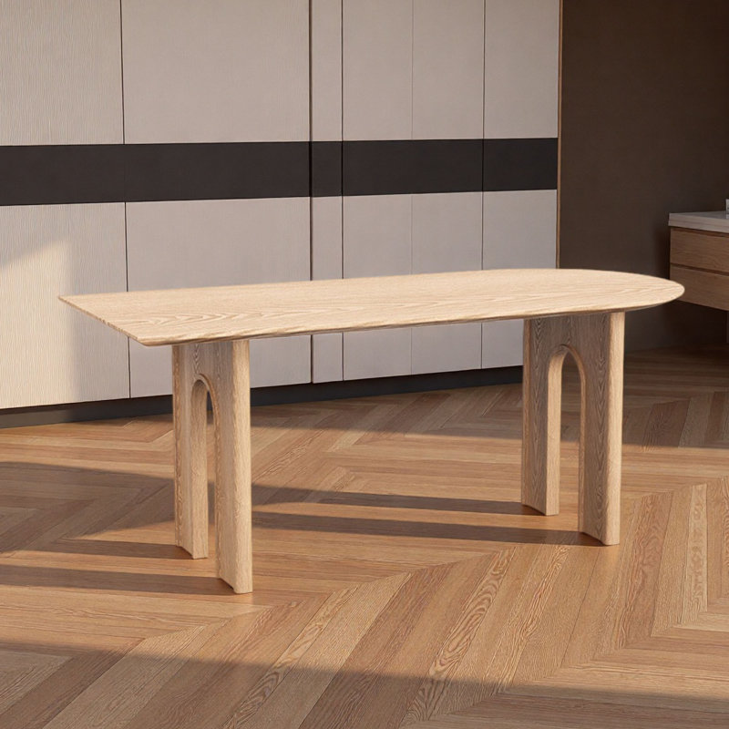 Table de salle à manger ronde en bois massif, H 29,5 po x L 94,5 po x l 35,4 po