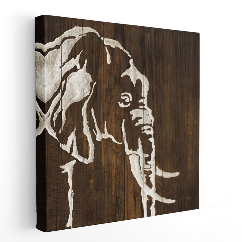 «White Elephant on Dark Wood», reproduction d'art sur toile, H 30 po x l 30 po