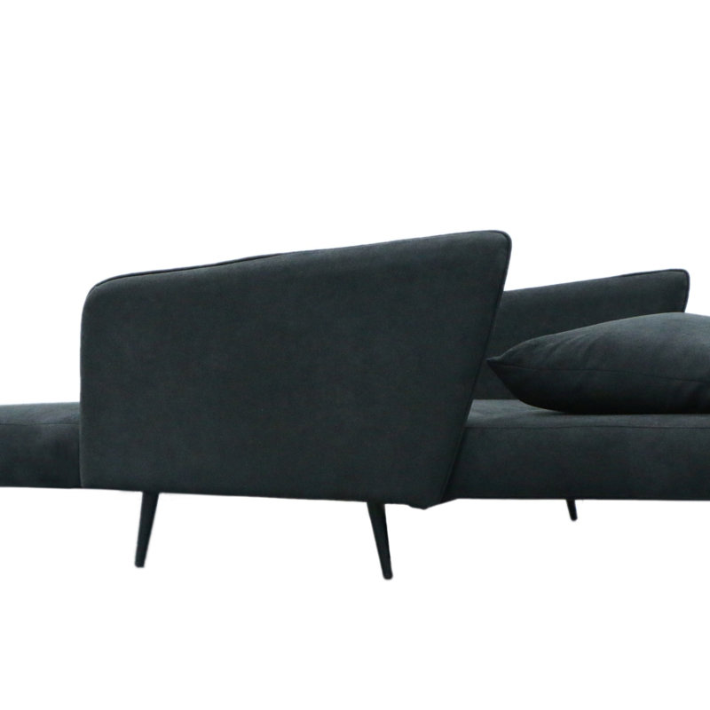 Causeuse convertible en tissu noir 61 po avec coussins