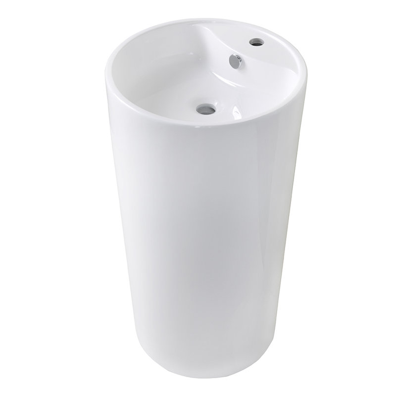 Lavabo de salle de bain circulaire en résine avec trop-plein