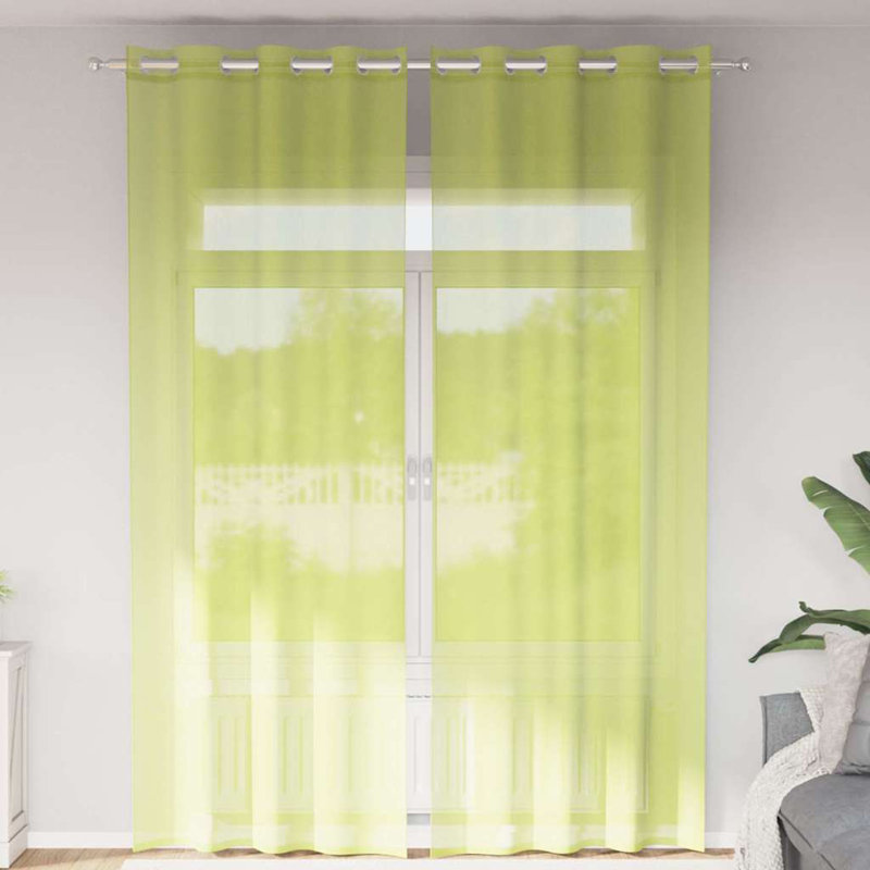 Fabric Room Darkening No Curtain Header Type Sliding Panel Pair, Apple Green, 140cm Width x 300cm Drop