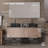 60'' Natural Oak Veneer Plywood Double Bathroom Vanity with Engineered Quartz Top-93831024