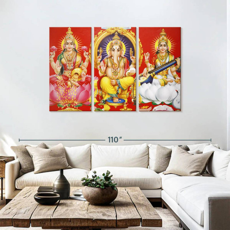 Adella Laxmi Ganesh et Saraswati, H 48 po x l 74 po