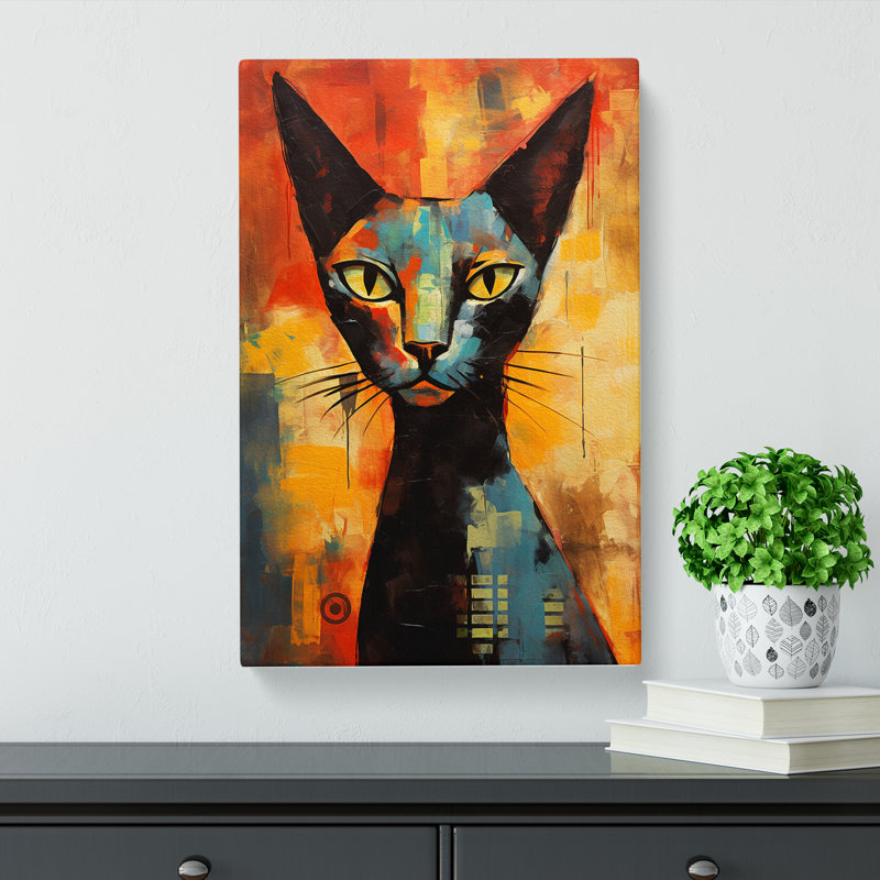 Egyptian Cat Gestural - Wrapped Canvas, 76cm H x 50cm W x 3cm D