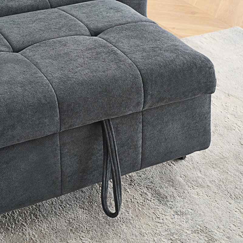 78"Flannelette Pull Out Sofa Sleeper, Dark Gray