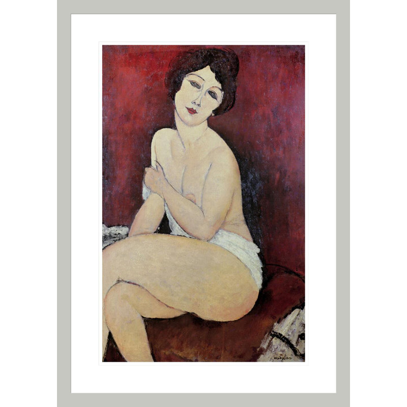 Grand nu assis par Amedeo Modigliani - Estampe numérique encadrée, H 29,5 po x l 21,23 po
