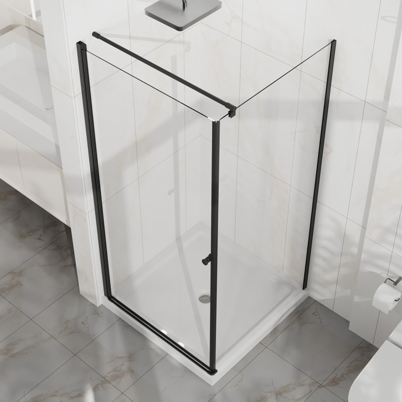 Goodyo Shower Enclosure Frameless 36 in.D x 36 in. W x 72 in. H, Corner Shower Door with 1/4 in. Clear Tempered Glass, Pivot Opening, Black Finish
