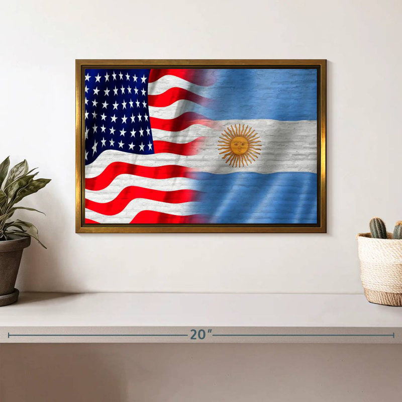 États-Unis et l'Argentine Molesley, Cadre flottant doré, 13 po x 9 po