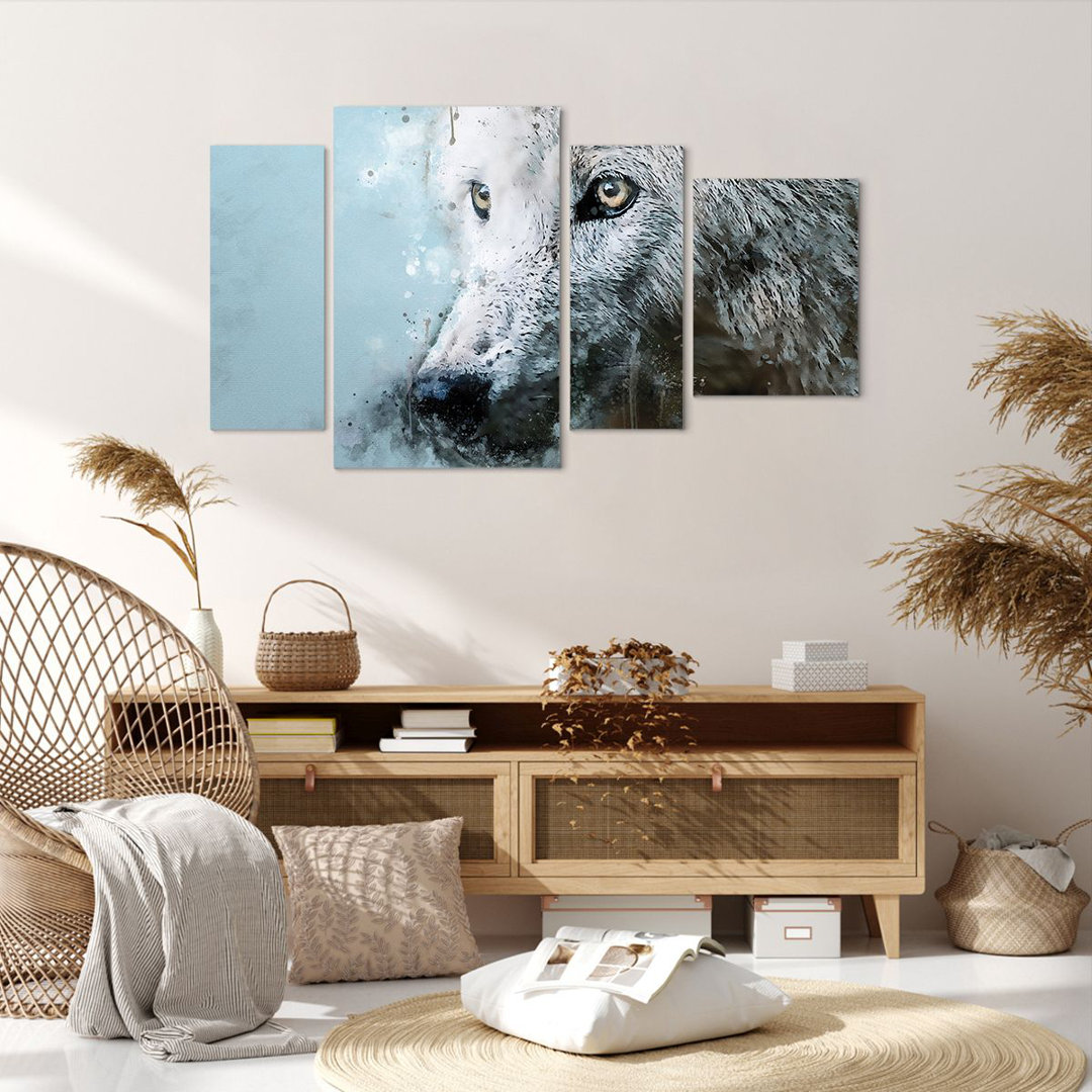 4-tlg. Leinwandbilder-Set White the Wolf