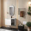 Meuble-lavabo mural contemporain avec lavabo en céramique, blanc brillant, design moderne