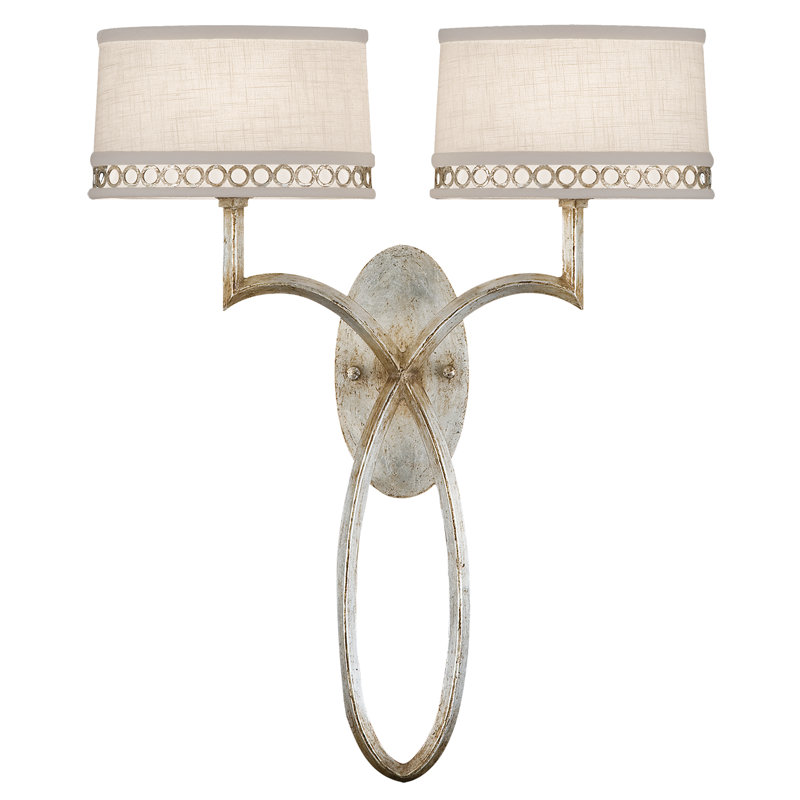 Allegretto Armed Sconce, Platinized Silver Leaf