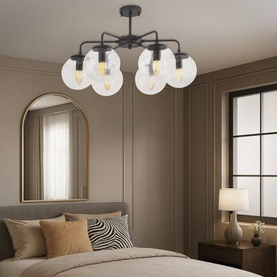 6 Lights Metal Body Glass Cap Chandelier