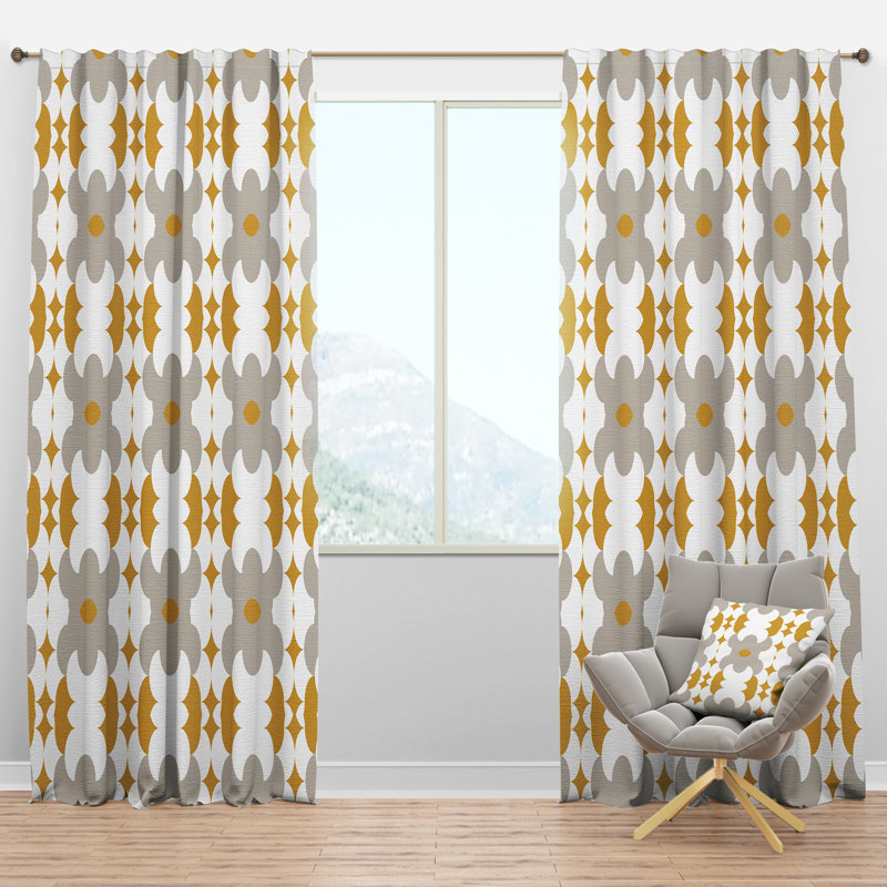 Panneau de rideau simple semi-diaphane avec passe-tringle Mid-Century, l 52 po x L 120 po