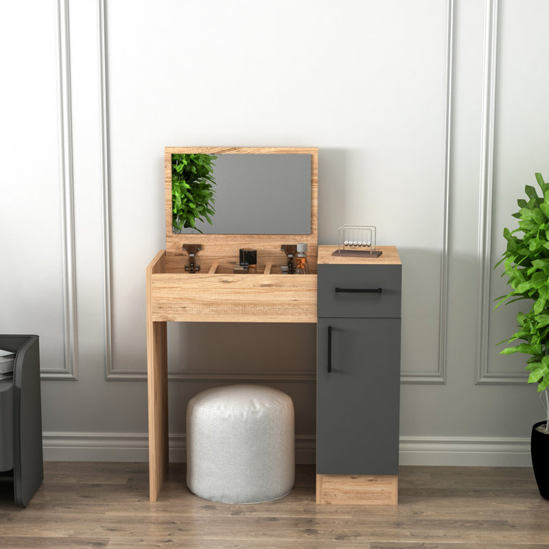 Makeup Vanity With Mirror Ellian, Atlantic Pine/Anthracite
