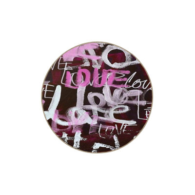 Pink Bright Text Patterned Woven Base Machine Washable Rug