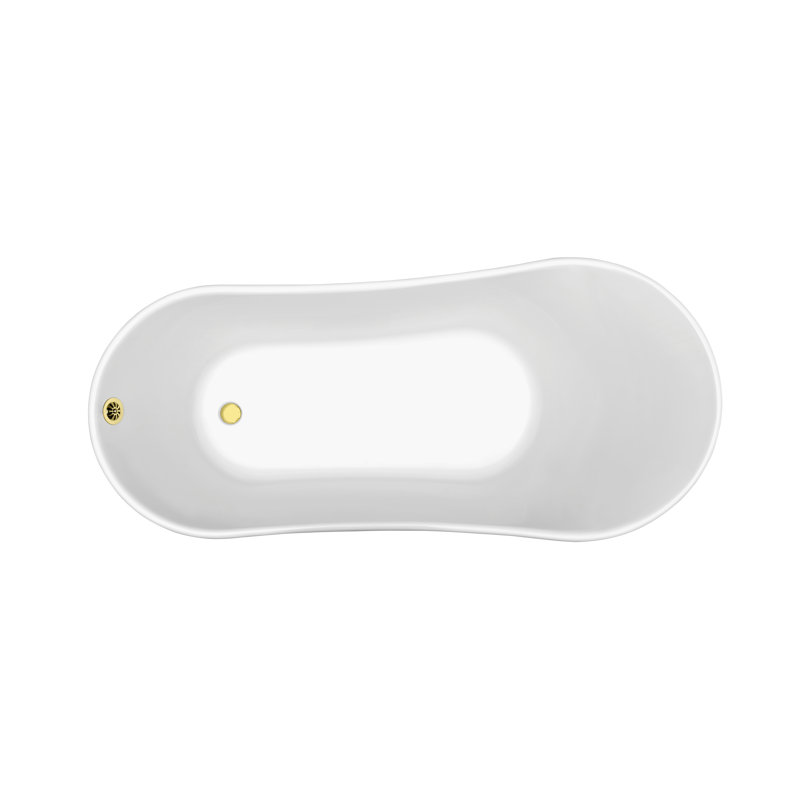 59" Streamline Clawfoot Soaking Acrylic Bathtub, Polished Gold, Polished Gold