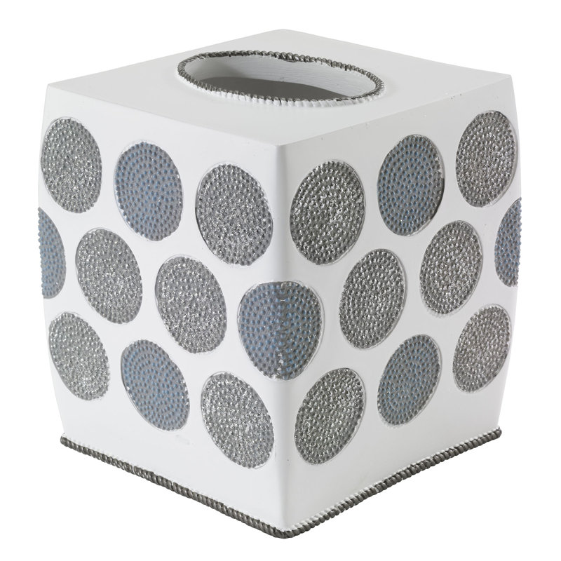 White and Blue Dotted Circles Resin Tissue Box Cover