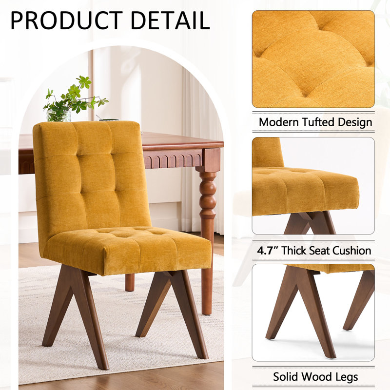 Nieck Tufted Upholstered Parsons Chair, Yellow