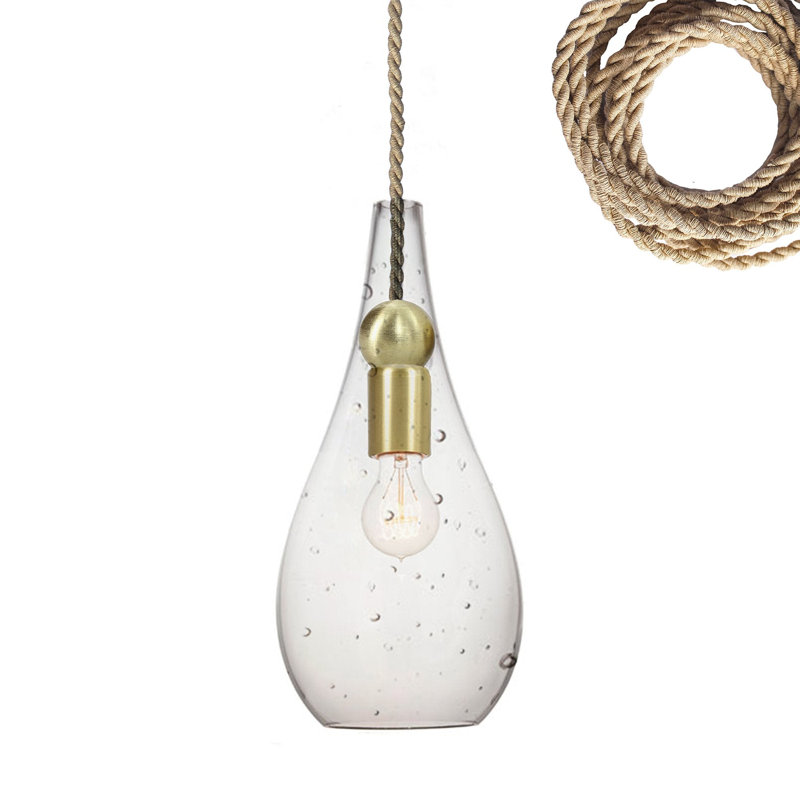Luminaire suspendu en forme de larme à 1 lumière Earth, Laiton